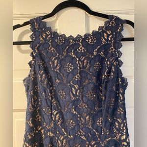 Navy Crochet Boutique High-Neck Mini Dress